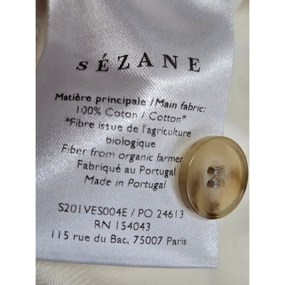 Sezane Will Jacket Ecru Organic Cotton Denim Overshirt XS Neutral Oversized - Picture 7 of 11